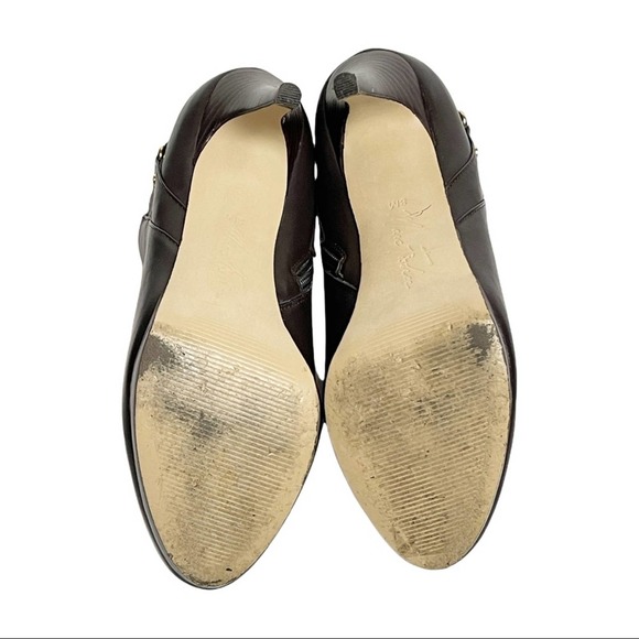 Marc Fisher Dark Brown Blaine3 Faux Leather Gold Accent Booties Size 8 - Picture 9 of 11